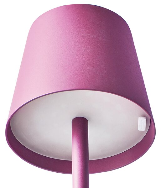 Stolná lampa ružová hliníková s dotykovým vypínačom nabíjanie cez USB kábel bezdrôtová moderný štýl interiér exteriér