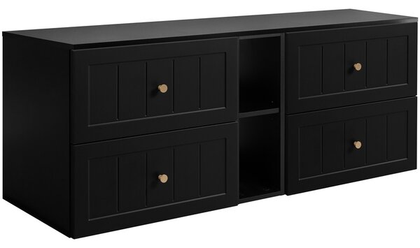 GUSTO čierny B140DB závesná skrinka pod umývadlo 140 cm