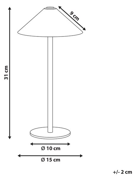 Stolná lampa hnedá hliníková s dotykovým vypínačom nabíjanie cez USB kábel bezdrôtová moderný štýl interiér exteriér