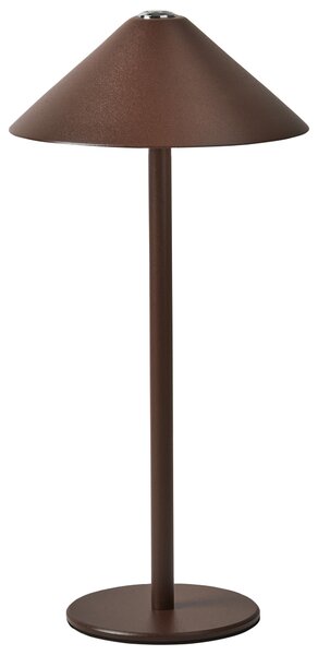 Stolná lampa hnedá hliníková s dotykovým vypínačom nabíjanie cez USB kábel bezdrôtová moderný štýl interiér exteriér