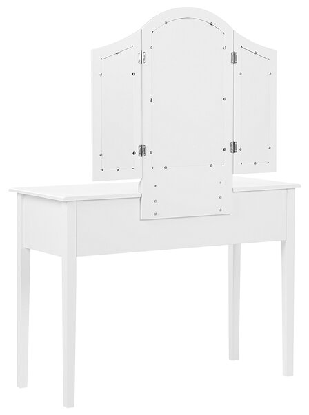 Toaletný stolík biely MDF 95 x 45 x 144 cm 5 zásuviek zrkadlo stolička nábytok do spálne obývacej izby retro dizajn