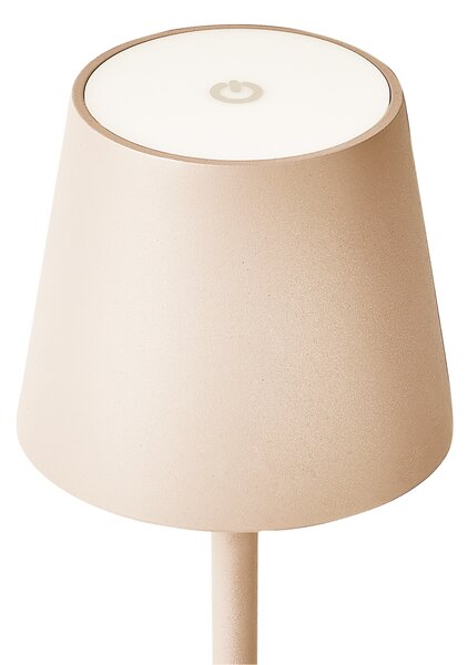 Stolná lampa oranžová hliníková s dotykovým vypínačom nabíjanie cez USB kábel bezdrôtová moderný štýl interiér exteriér