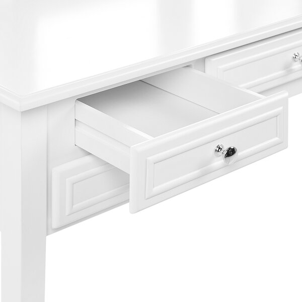 Toaletný stolík biely MDF 95 x 45 x 144 cm 5 zásuviek zrkadlo stolička nábytok do spálne obývacej izby retro dizajn