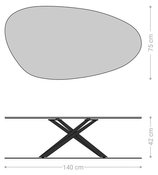 DELIFE Konferenčný stolík Edge oválny 140×75 cm keramika onyx perla Sarity kov čierna