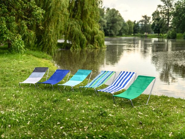 Súprava 2 ks skladacích plážových ležadiel SAND, sivé pruhy