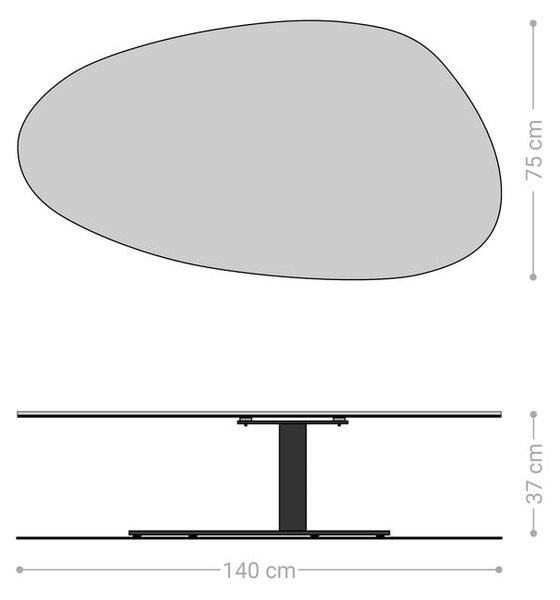 DELIFE Konferenčný stolík Edge oválny 140×75 cm keramika onyx perla Vibany kov čierna