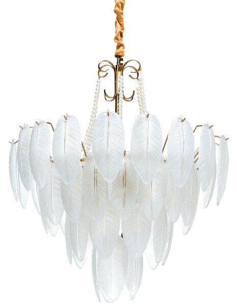 Luster mosadzný kov sklo ⌀ 60 cm závesná lampa sklenený glamour štýl obývačka spálňa