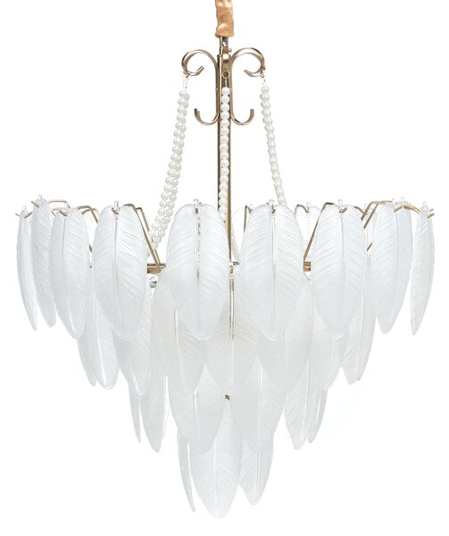 Luster mosadzný kov sklo ⌀ 60 cm závesná lampa sklenený glamour štýl obývačka spálňa