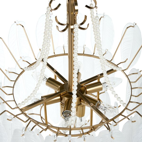 Luster mosadzný kov sklo ⌀ 60 cm závesná lampa sklenený glamour štýl obývačka spálňa