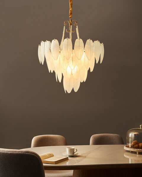 Luster mosadzný kov sklo ⌀ 60 cm závesná lampa sklenený glamour štýl obývačka spálňa