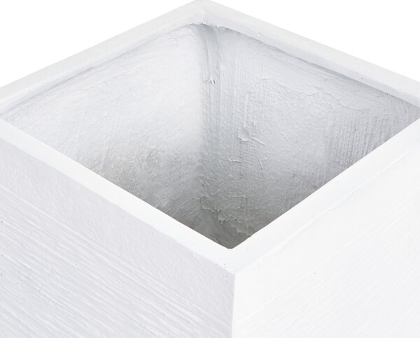 Kvetináč biely zmes hliny a vlákien 40 x 40 x 38 cm štvorcový tvar odolný voči UV žiareniu moderný štýl interiér exteriér záhrada