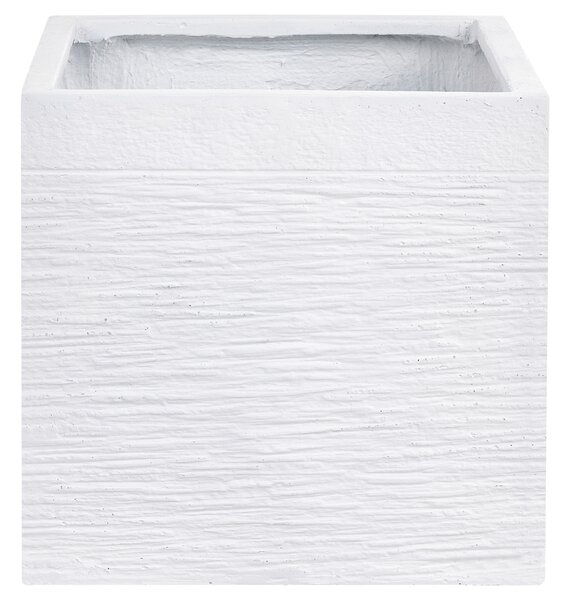Kvetináč biely zmes hliny a vlákien 40 x 40 x 38 cm štvorcový tvar odolný voči UV žiareniu moderný štýl interiér exteriér záhrada