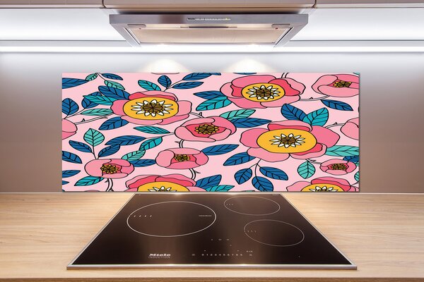 Panel do kuchyne Ružové kvety pl-pksh-125x50-f-101223430
