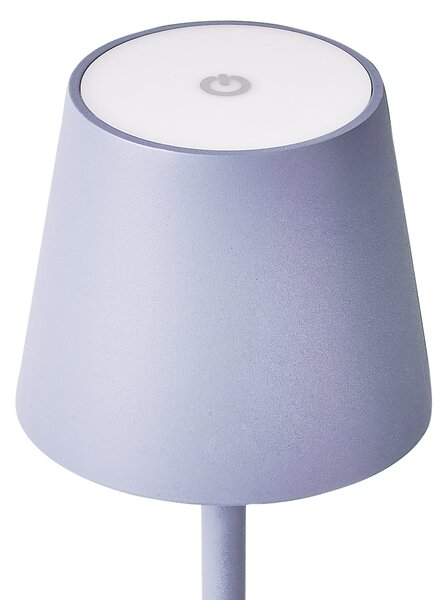 Stolná lampa svetlofialová hliníková s dotykovým vypínačom nabíjanie cez USB kábel bezdrôtová moderný štýl interiér exteriér