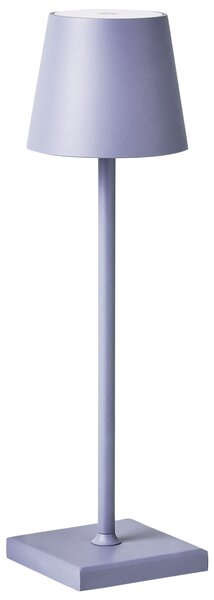Stolná lampa svetlofialová hliníková s dotykovým vypínačom nabíjanie cez USB kábel bezdrôtová moderný štýl interiér exteriér