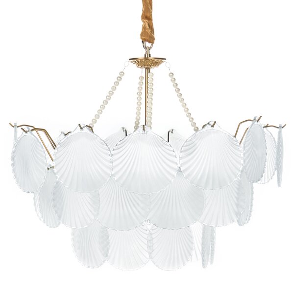 Luster mosadzný kov sklo ⌀ 56 cm závesná lampa sklenený glamour štýl obývačka spálňa