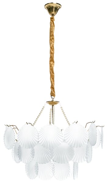 Luster mosadzný kov sklo ⌀ 56 cm závesná lampa sklenený glamour štýl obývačka spálňa
