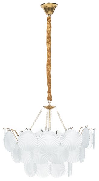 Luster mosadzný kov sklo ⌀ 56 cm závesná lampa sklenený glamour štýl obývačka spálňa