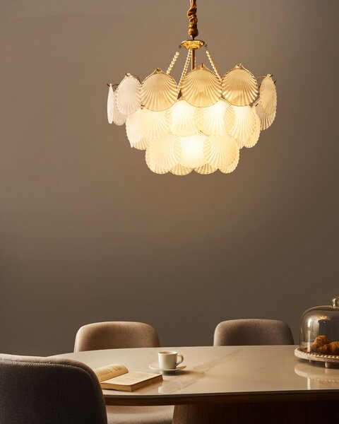 Luster mosadzný kov sklo ⌀ 56 cm závesná lampa sklenený glamour štýl obývačka spálňa