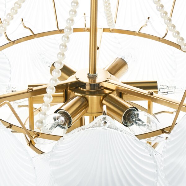 Luster mosadzný kov sklo ⌀ 56 cm závesná lampa sklenený glamour štýl obývačka spálňa