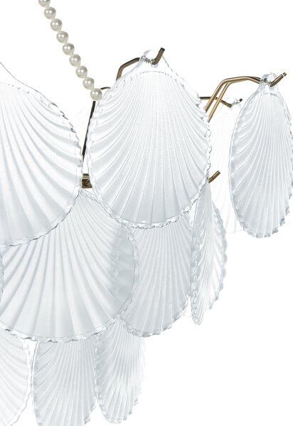 Luster mosadzný kov sklo ⌀ 56 cm závesná lampa sklenený glamour štýl obývačka spálňa