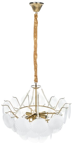 Luster mosadzný kov sklo ⌀ 56 cm závesná lampa sklenený glamour štýl obývačka spálňa