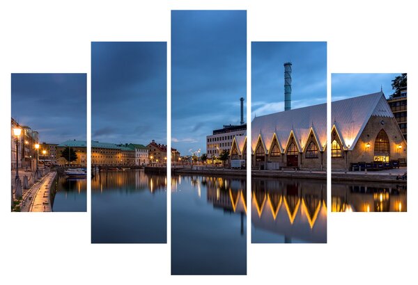 Obraz vodného kanála - Göteborg (150x105 cm)