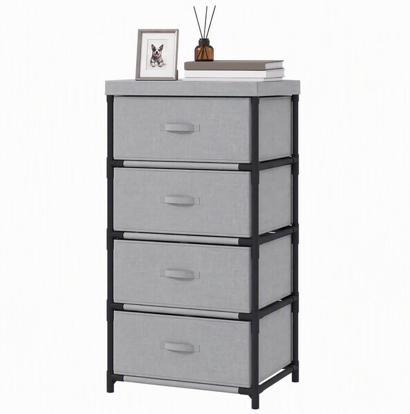 Komoda HOMCOM s 4 zásuvkami, rozmer 42 x 32 x 80 cm, farba: sivá/čierna
