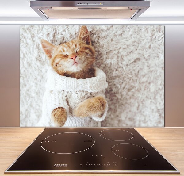 Panel do kuchyne Mačka vo svetri pl-pksh-100x70-f-92307728