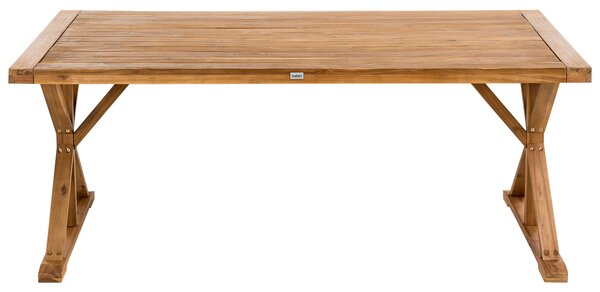 Záhradný jedálenský stôl hnedý akáciové drevo 180 x 90 cm obdĺžnikový pre 6 osôb rustikálny štýl záhrada exteriér