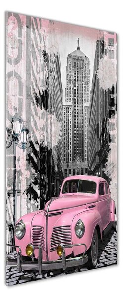 Foto obraz sklo tvrzené Ružové auto