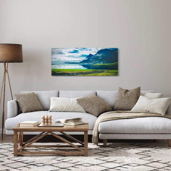 Obraz jazera s horami (120x50 cm)