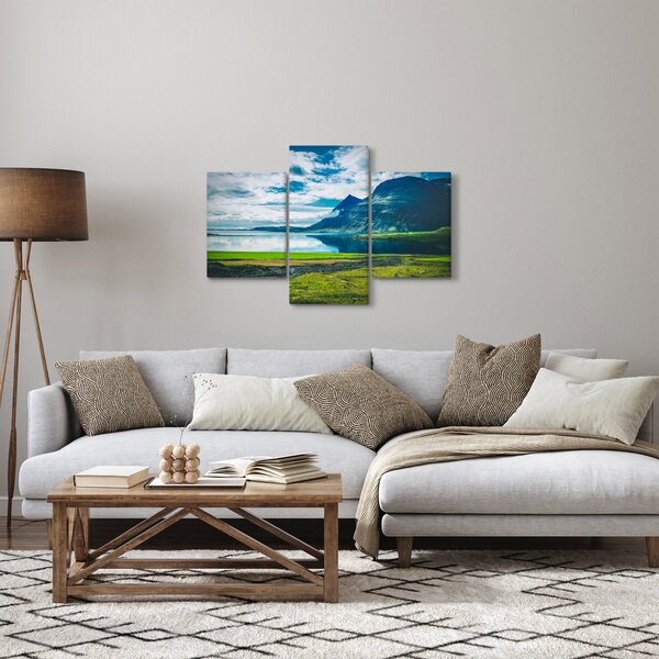 Obraz jazera s horami (90x60 cm)