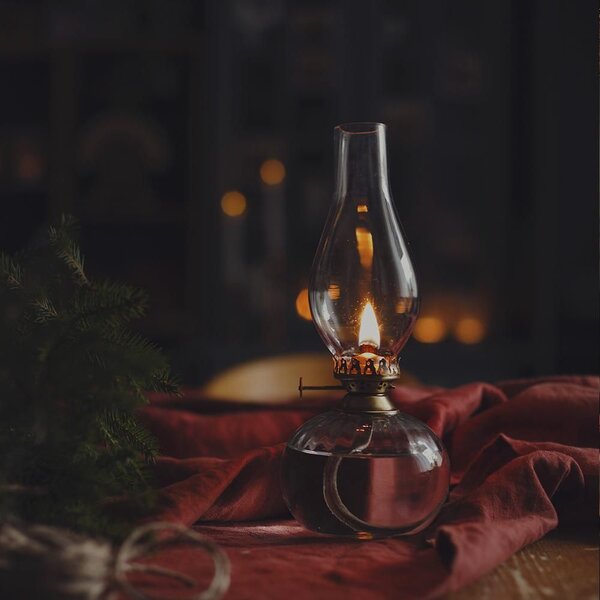 Sklenená petrolejová lampa Elisabeth Round Small