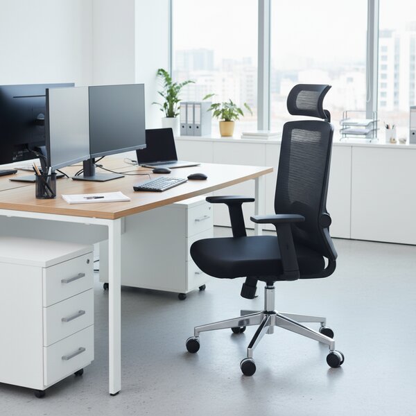 Kancelárska ergonomická stolička Neoseat BRENDA — čierna, nosnosť 150 kg