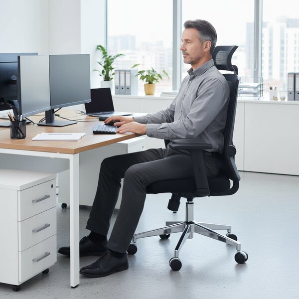 Kancelárska ergonomická stolička Neoseat BRENDA — čierna, nosnosť 150 kg