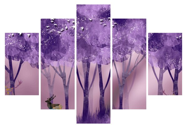 Obraz - Jelene v magickom lese (150x105 cm)