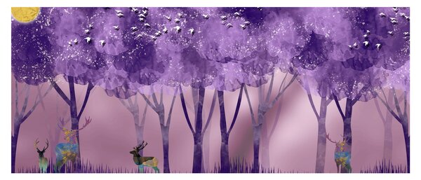 Obraz - Jelene v magickom lese (120x50 cm)