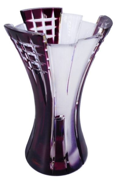 Bohemia Crystal Brúsená váza Metropolis 230 mm fialová