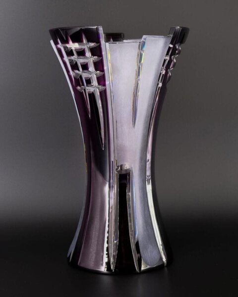 Bohemia Crystal Brúsená váza Metropolis 230 mm fialová