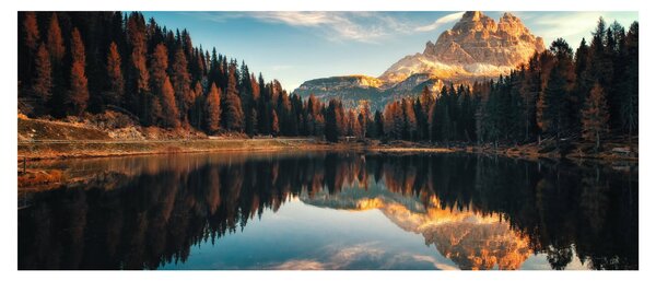 Obraz - Alpy, Taliansko, Dolomity, Lago Antorno (120x50 cm)