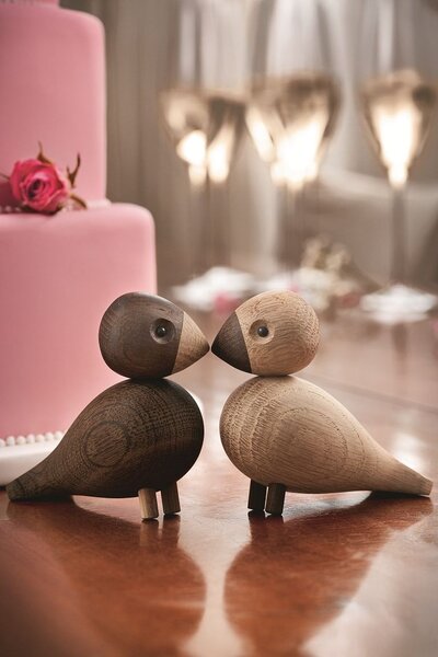 Drevené vtáčiky Lovebirds Oak Wood – set 2 ks
