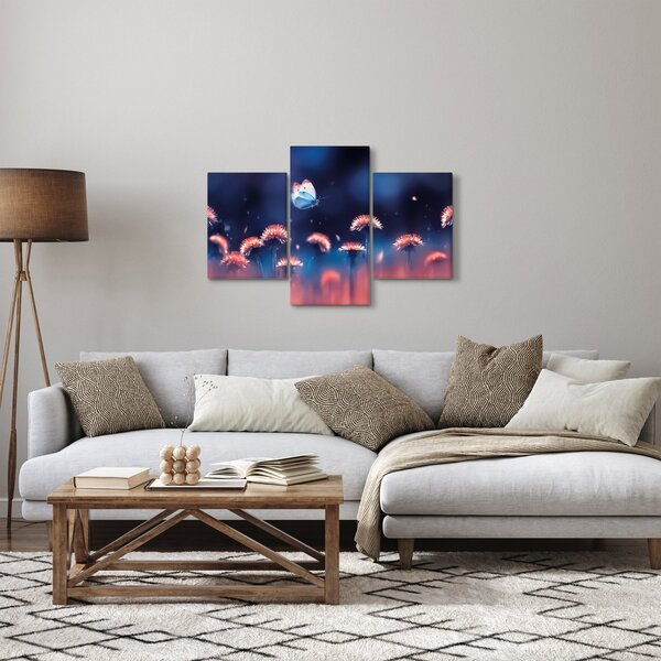 Obraz púpav s modrým motýľom (90x60 cm)