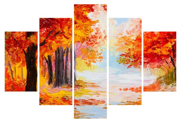 Obraz - Olejomaľba, farebná jeseň (150x105 cm)