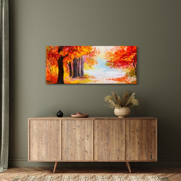 Obraz - Olejomaľba, farebná jeseň (120x50 cm)