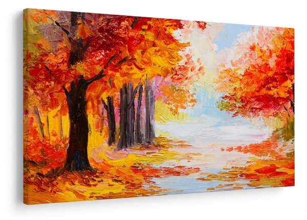 Obraz - Olejomaľba, farebná jeseň (90x60 cm)