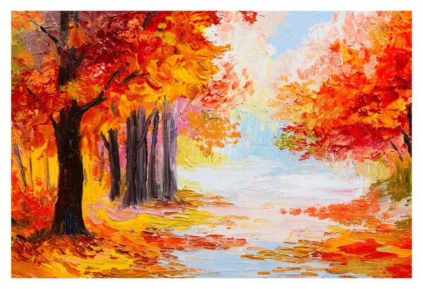 Obraz - Olejomaľba, farebná jeseň (90x60 cm)