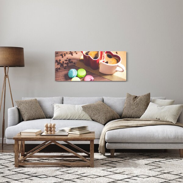Obraz kávy a makronek (120x50 cm)