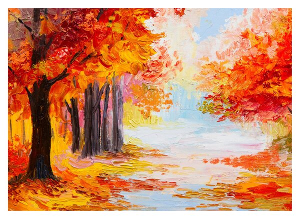 Obraz - Olejomaľba, farebná jeseň (70x50 cm)