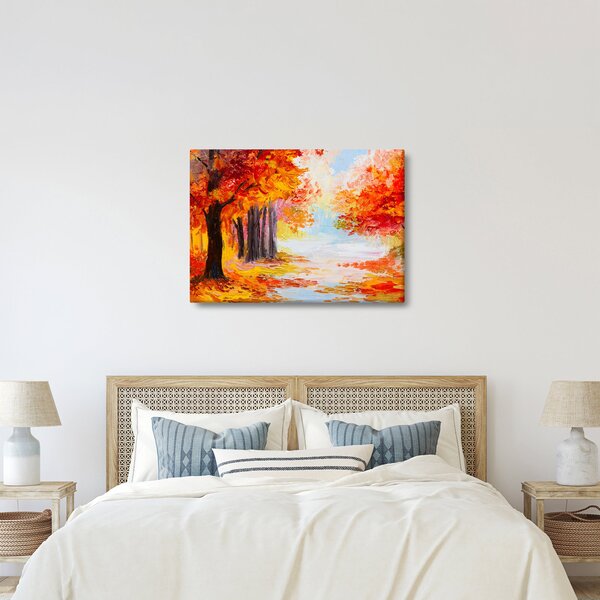 Obraz - Olejomaľba, farebná jeseň (70x50 cm)
